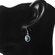 Abalone Oval Silver Earrings, e313h